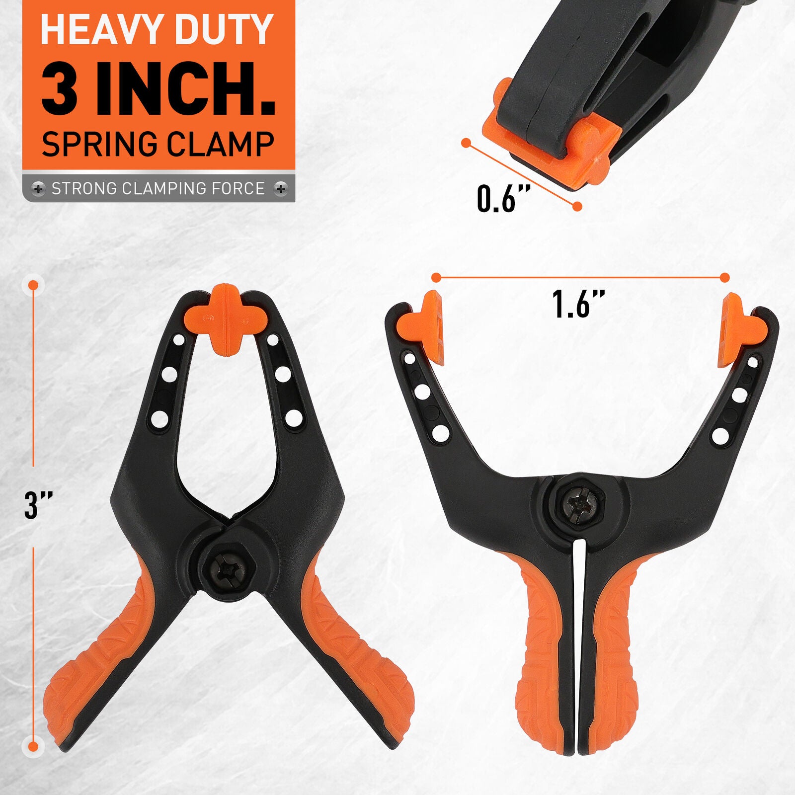 16Pcs Heavy Duty Nylon Spring Clamps, 3" with Reinforced Grip