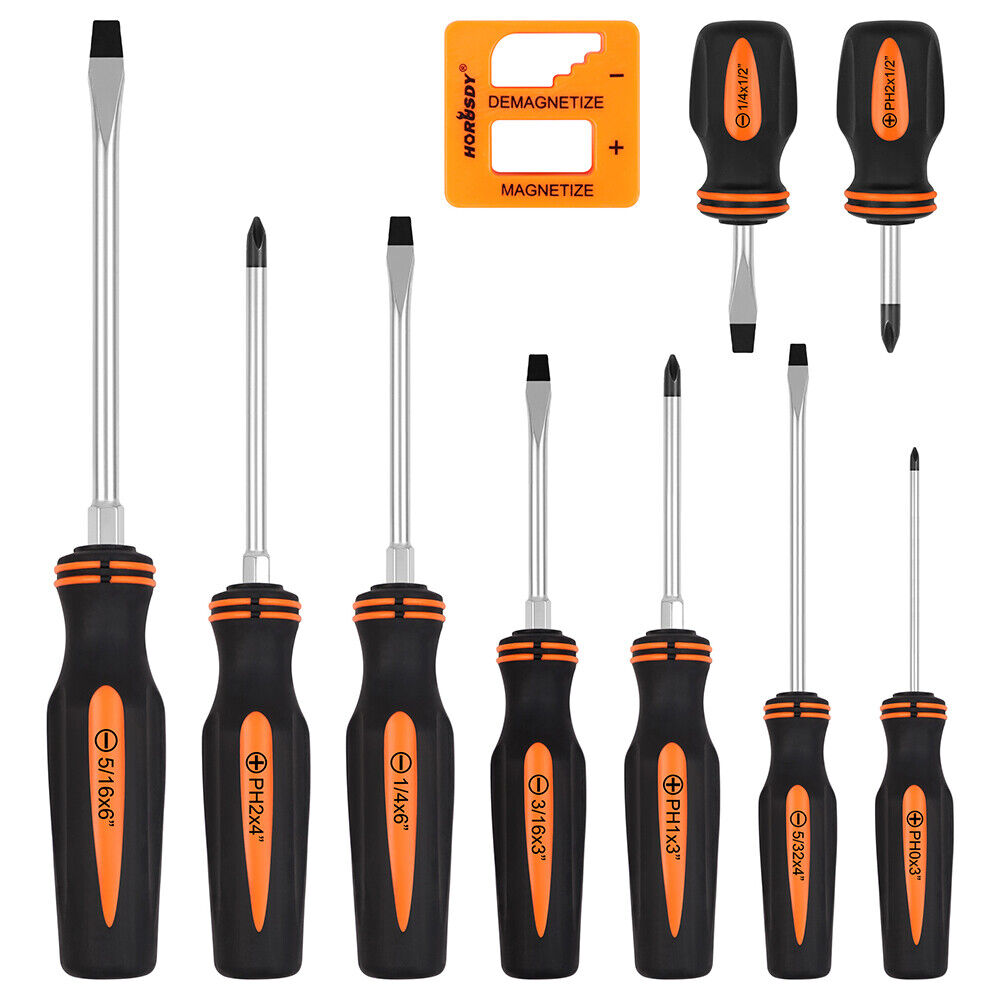 10Pcs Heat-Treated Magnetic Screwdriver Set, Ergonomic