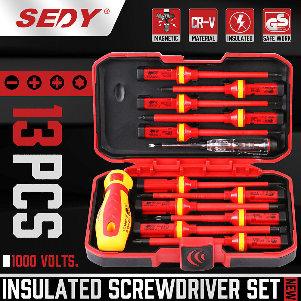 1000V Magnetic Insulated Screwdriver Set, 13Pcs VDE Certified