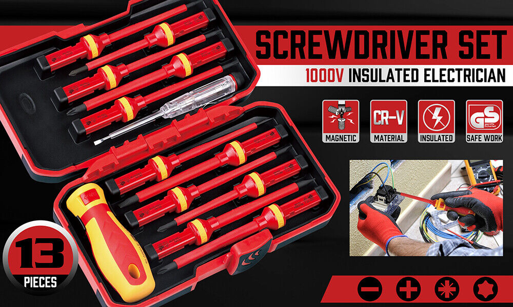 1000V Magnetic Insulated Screwdriver Set, 13Pcs VDE Certified