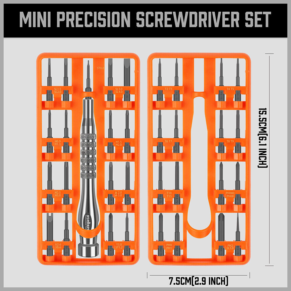 33 PC Precision Screwdriver Set, Philips, Torx, Hex Bits