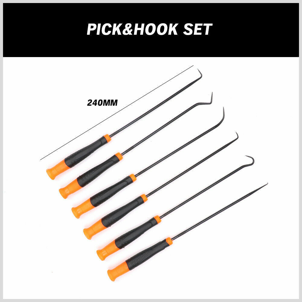 6Pc Carbon Steel Extra Long Pick & Hook Set - 240mm