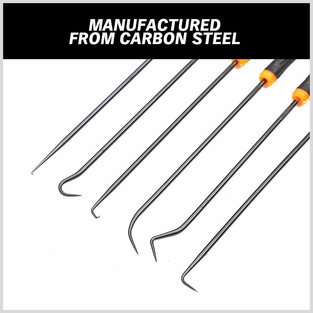 6Pc Carbon Steel Extra Long Pick & Hook Set - 240mm