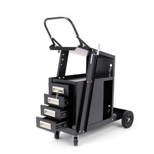 4-Drawer Welding Cart, 2 Shelves, 110Lbs Capacity, Iron