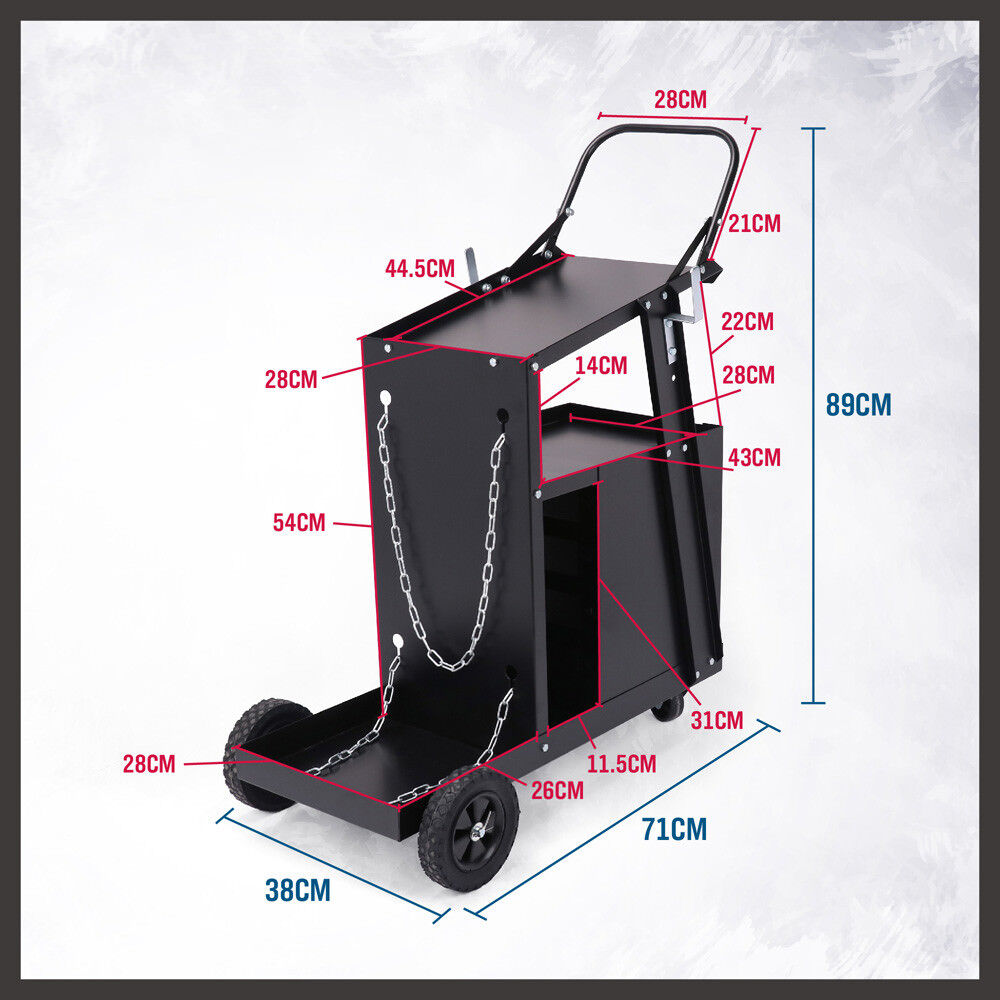 4-Drawer Welding Cart, 2 Shelves, 110Lbs Capacity, Iron