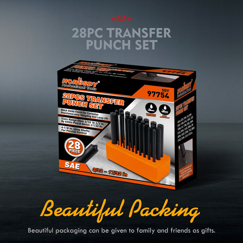 Precision Transfer Punch Set 3/32"-17/32" Machinists Tool 28x