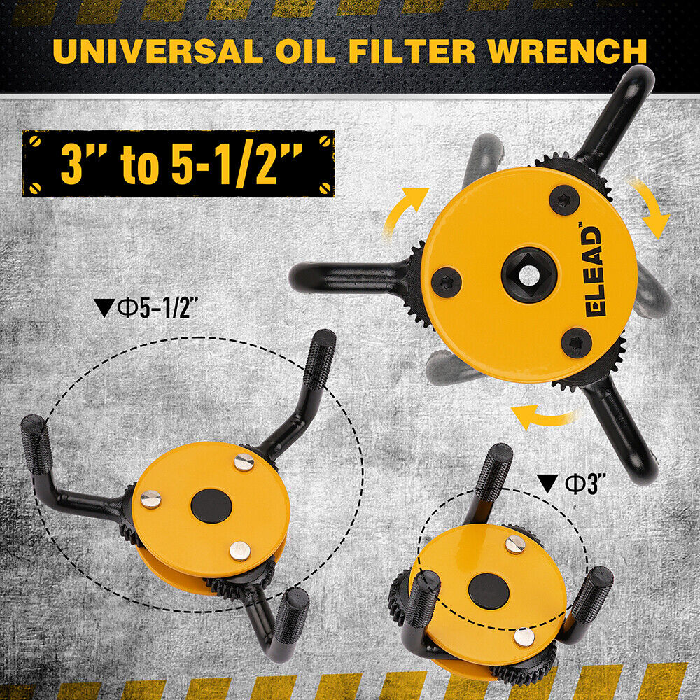 Adjustable Oil Filter Wrench Set, High Torque, 3" to 5-1/2"