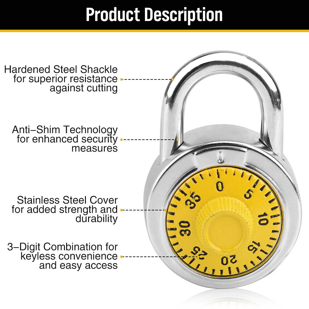 Secure 3-Digit Keyless Gym Locker Lock - Portable & Durable