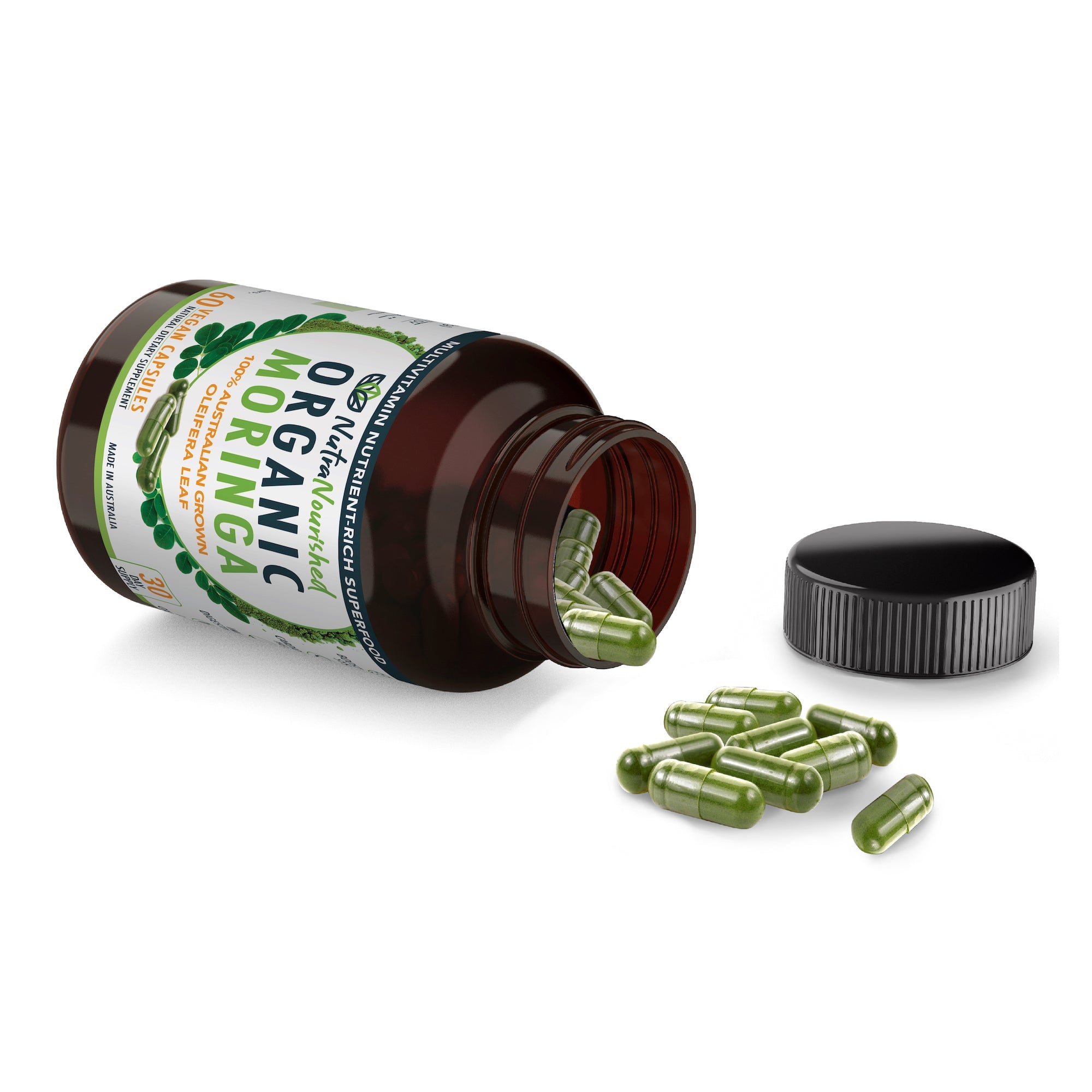 Organic Vegan Moringa Leaf Capsules – 720mg, 2x60