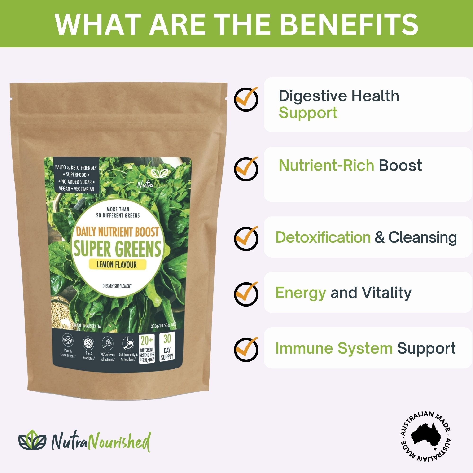 Energizing Super Greens Powder with 20+ Nutritious Ingredients