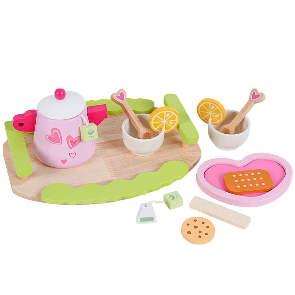 Colorful Wooden Kitchen Tea Set - Pretend Play, Durable