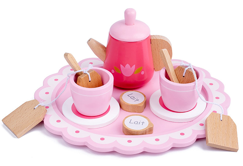 Hand-Eye Coordination Kids Wooden Tea Set Pretend Play