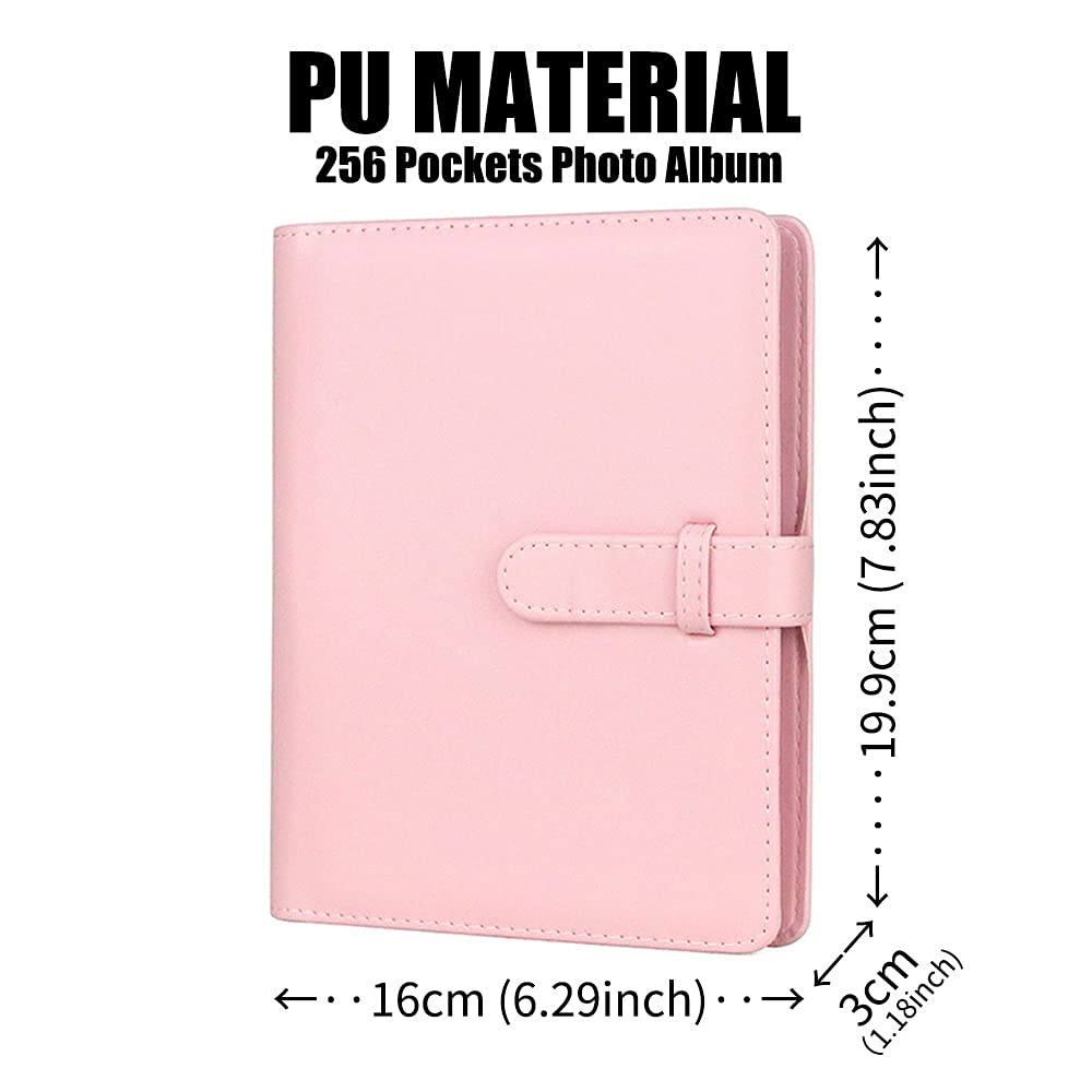 LIFEBEA 256 Pockets Photo Album for Fujifilm Instax Mini 11 12 9 40 Evo Liplay 8 7+ Instant Camera, Photo Album for Polaroid Kodak HP Zink 2x3" Photo Pink