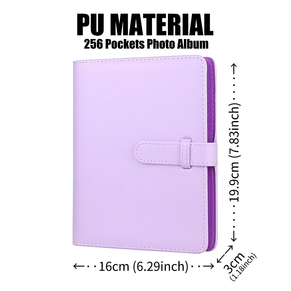 LIFEBEA 256 Pockets Photo Album for Fujifilm Instax Mini 11 12 9 40 Evo Liplay 8 7+ Instant Camera, Photo Album for Polaroid Kodak HP Zink 2x3" Photo Purple