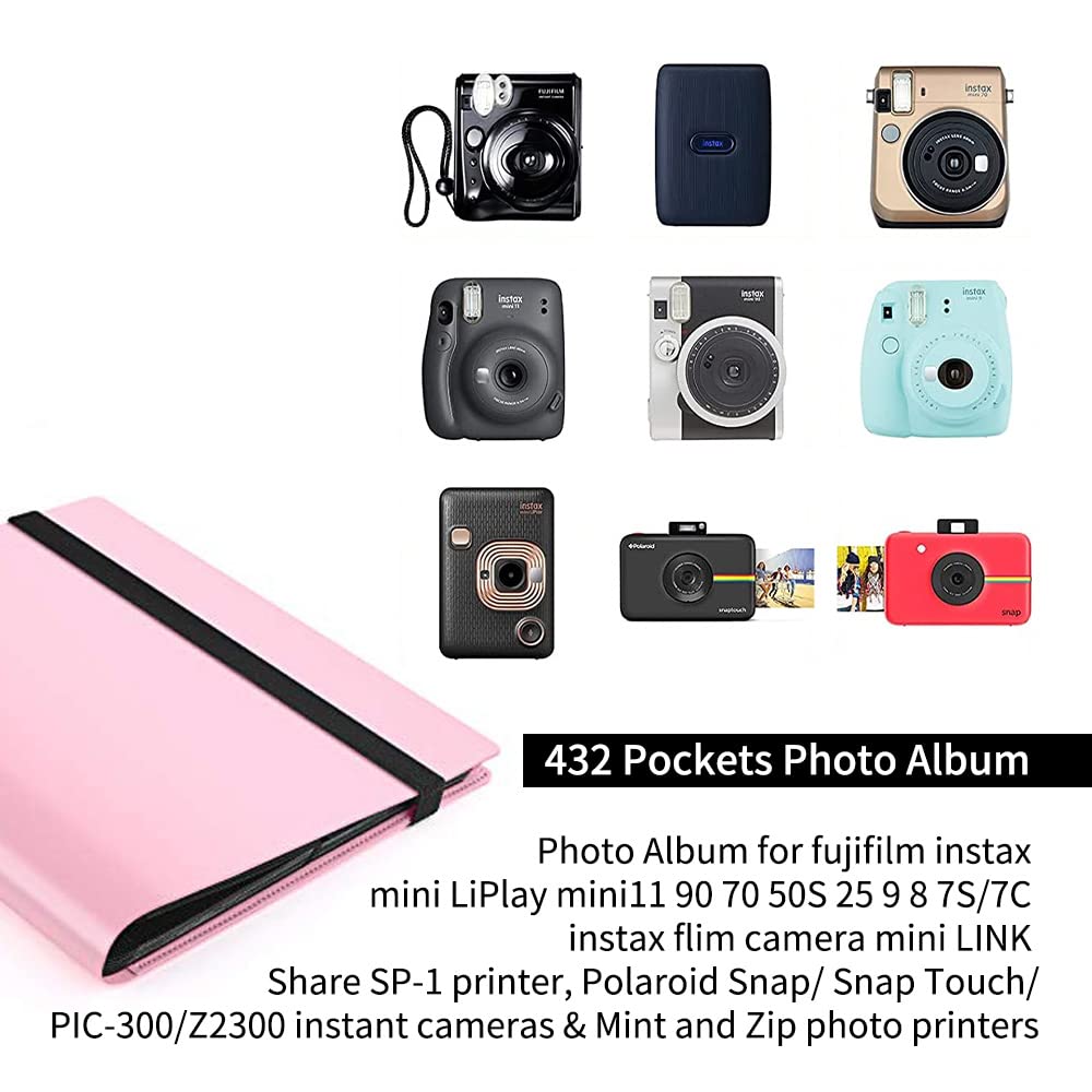 Tear-Resistant 432 Pockets Instax Mini Photo Album, Blue