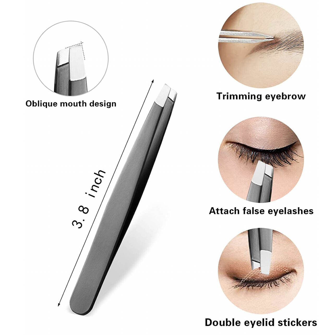 3PCS Stainless Steel Slanted Tip Eyebrow Set for Facial Hair and Beauty Care