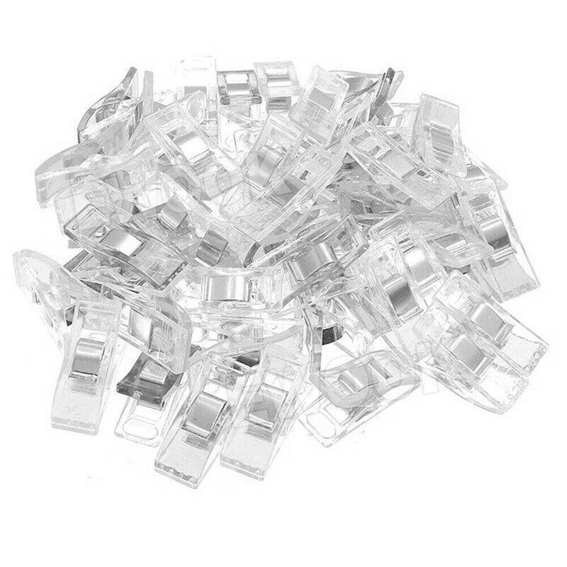 50Pcs Wonder Clips Craft Sewing Quilting Crochet Plastic Colourful Tool Diy Au - Clear 50PCS