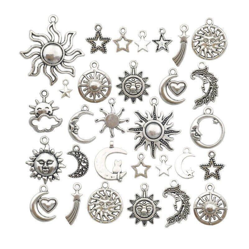 80Pcs Mixed Tibetan Silver Charms Pendants Jewelry Making Findings Diy Craft