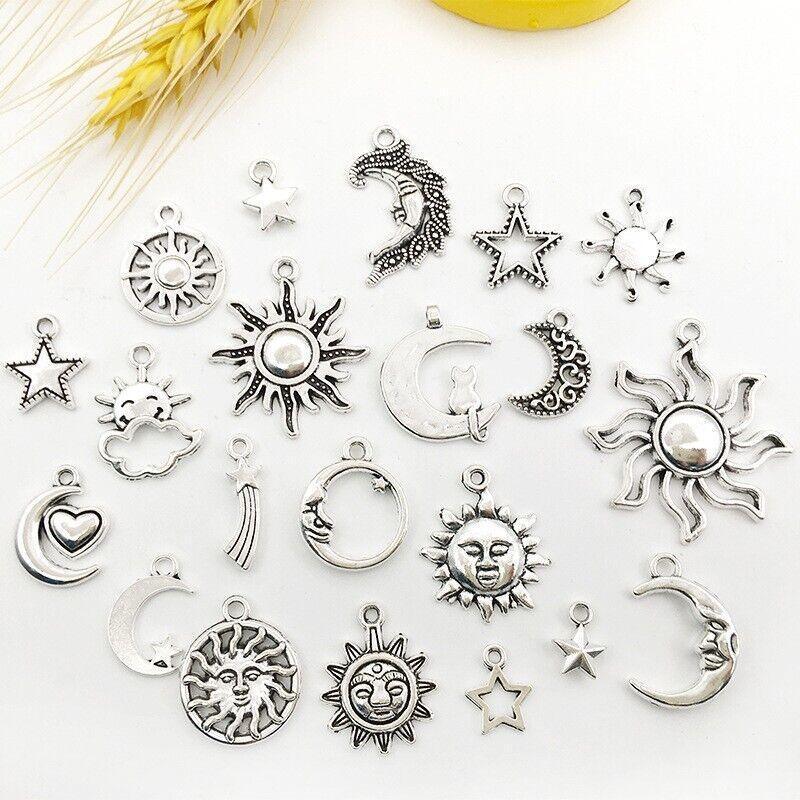 80Pcs Mixed Tibetan Silver Charms Pendants Jewelry Making Findings Diy Craft