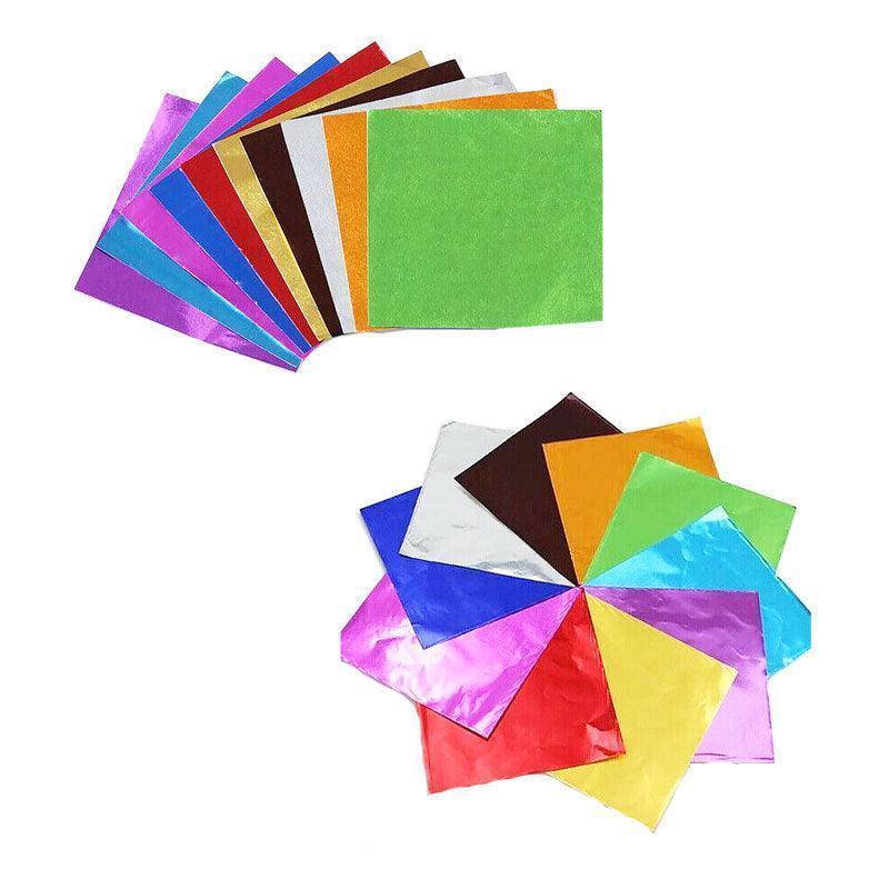 100PCS Tin Foil Aluminium Wrapping Square Chocolate Wrappers 15CM - Red/Gloss