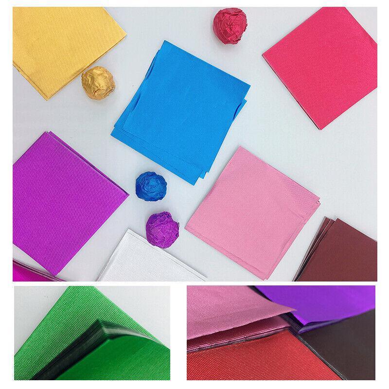 100PCS Tin Foil Aluminium Wrapping Square Chocolate Wrappers 15CM - Red/Gloss