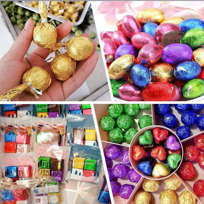 100PCS Tin Foil Aluminium Wrapping Square Chocolate Wrappers 15CM - Green/Gloss