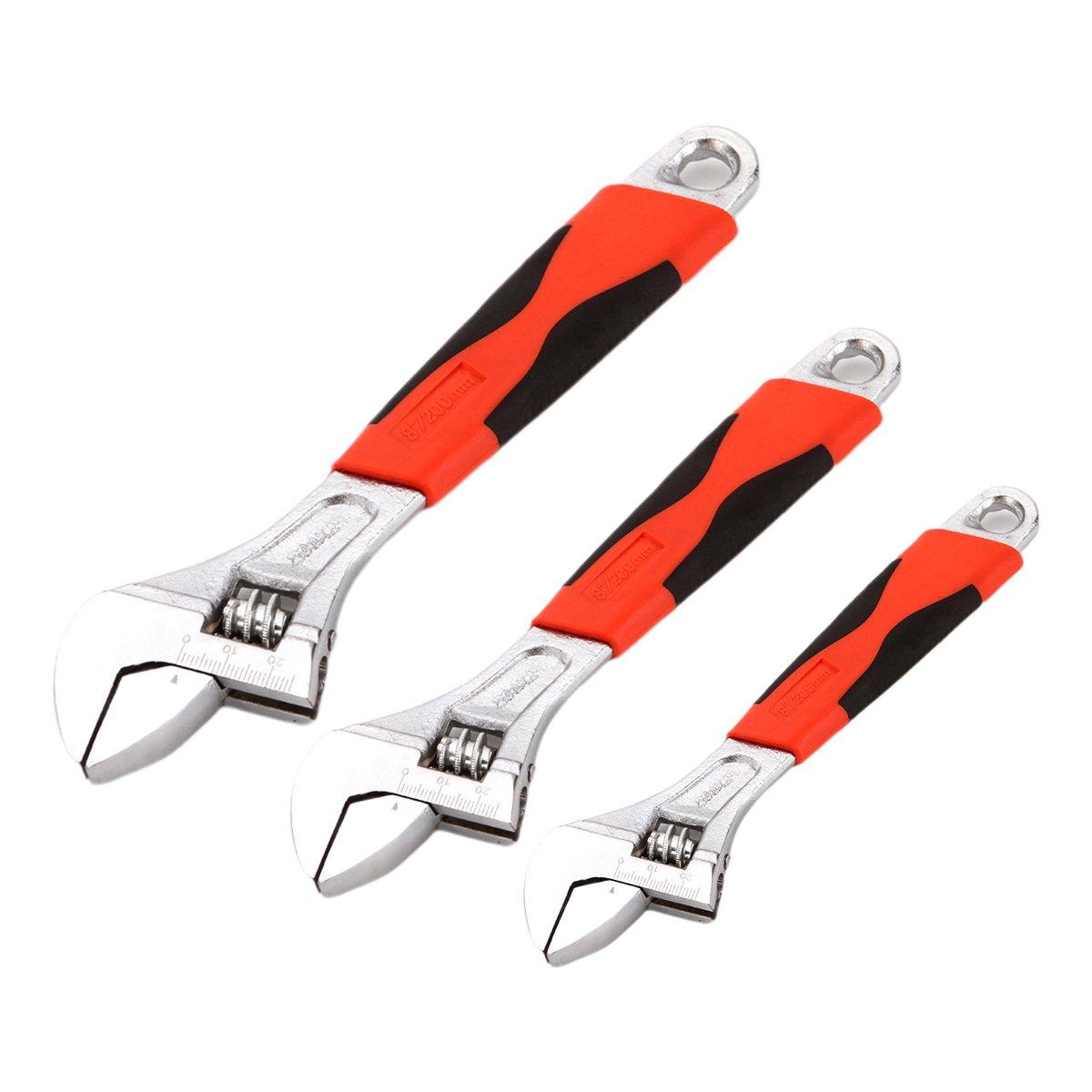 8inch 10inch 12inch Durable Chrome Vanadium Steel Rubberized Grip Adjustable Wrench - 12inch