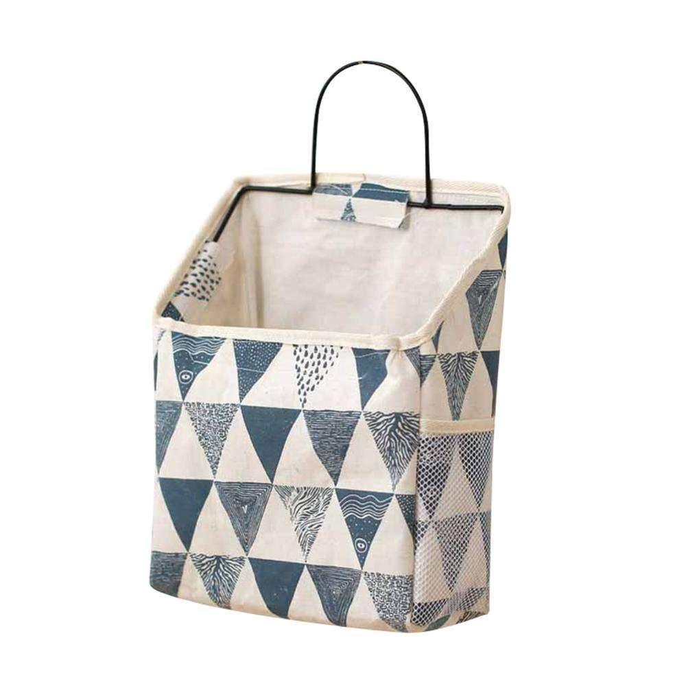 Wall Hanging Storage Bag Home Wardrobe Organiser Pouch Book Holder Phone Pocket - Cactus