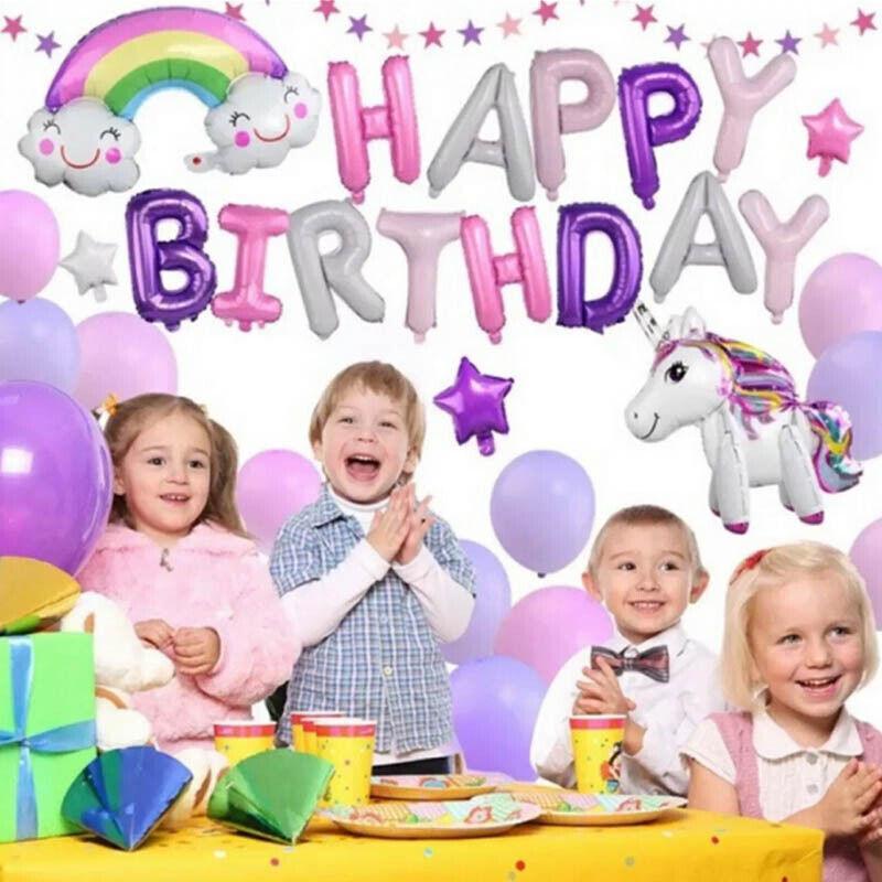 45-50 Pcs Happy Birthday 3D Unicorn Decoration Balloons Diy Decor Party Set - 02