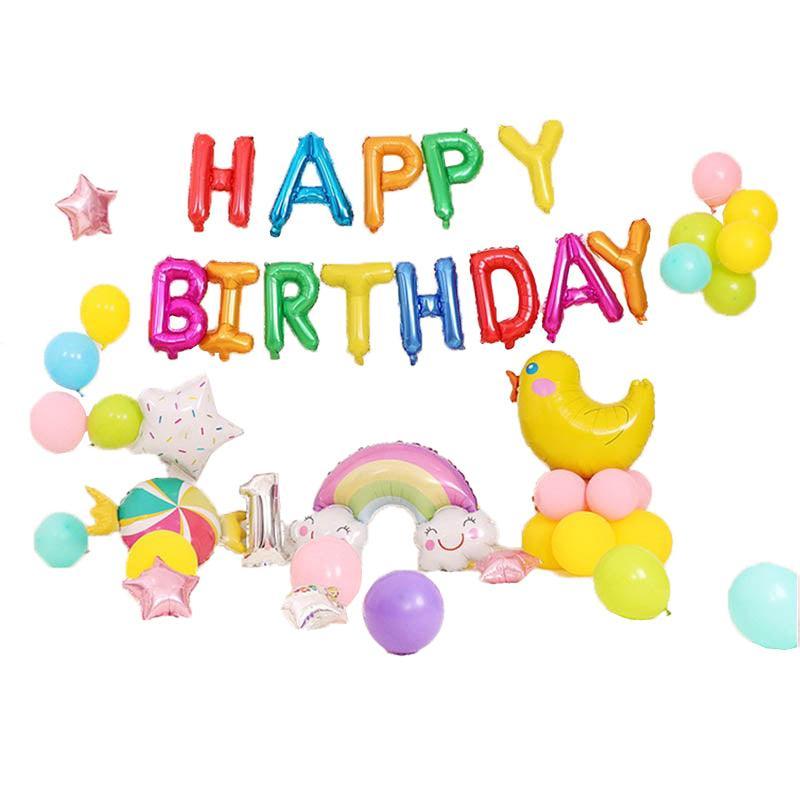 45-50 Pcs Happy Birthday 3D Unicorn Decoration Balloons Diy Decor Party Set - 04