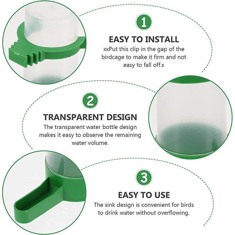 4Pcs/Set Drinker Food Feeder Water Clip For Cage Bird Parrot Cockatiel Budgie Au