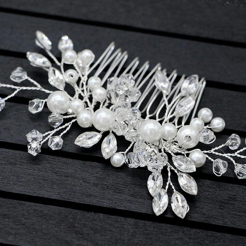 Bridal Headpieces Crystal Wedding Accessories White Jewelry Hair Comb Party Au
