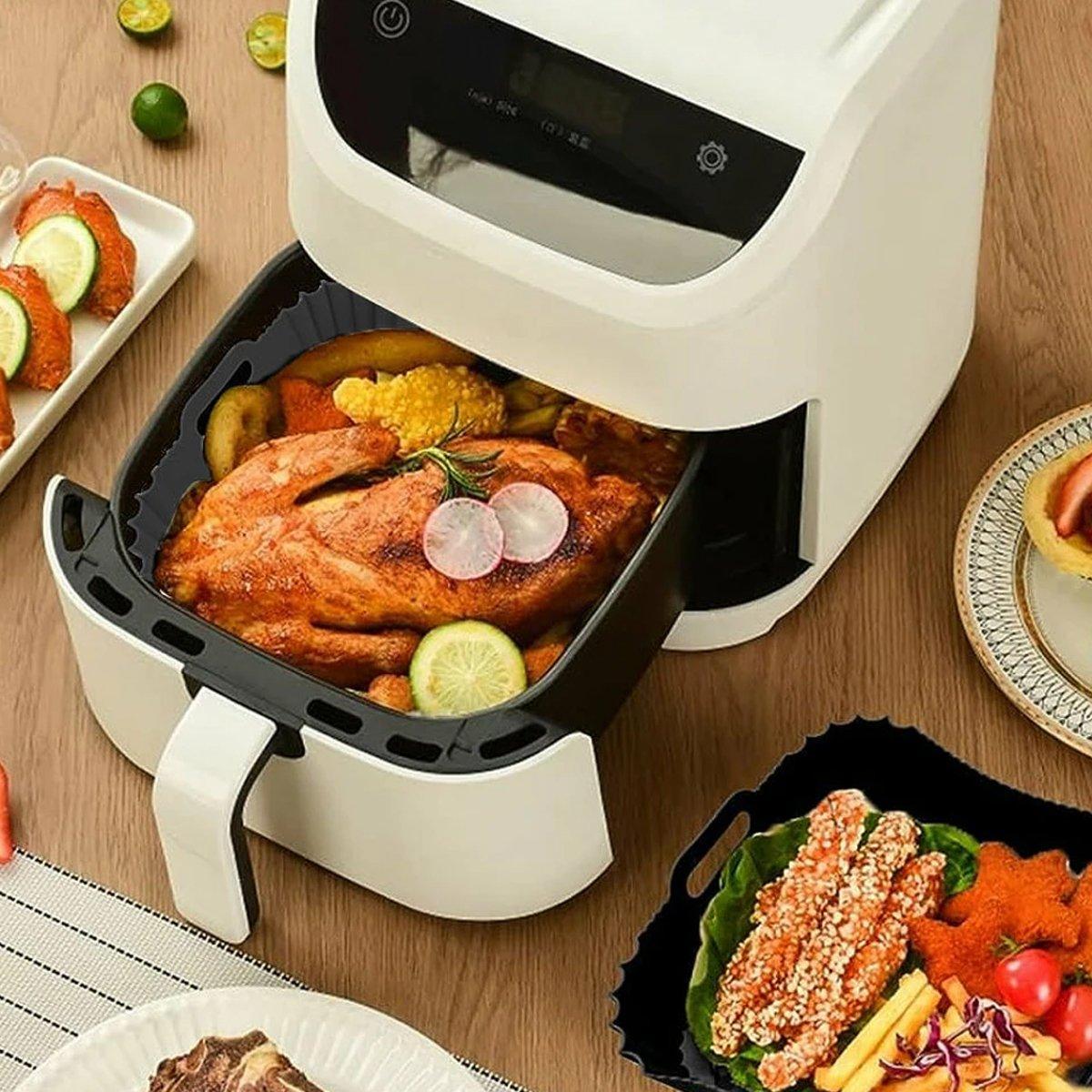 Air Fryer Silicone Pot Basket Liner Non Stick Reusable Baking Tray Accessories - Grey