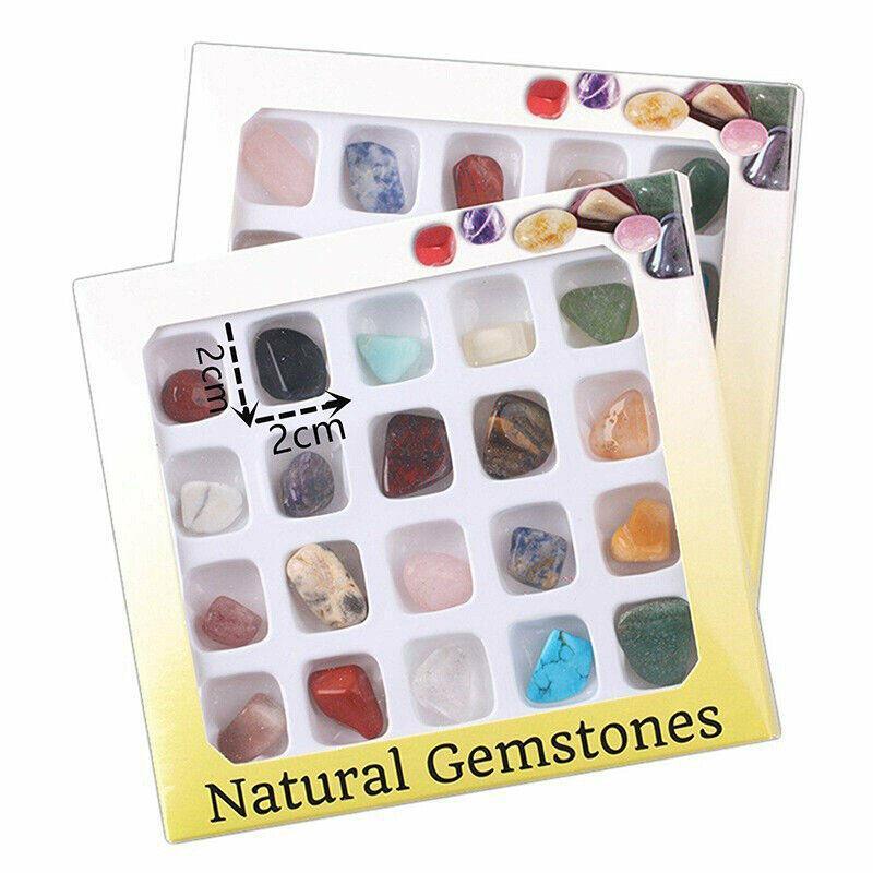 40Pcs Natural Polished Gemstone Collection Set for Display Education Crafts and Gifts