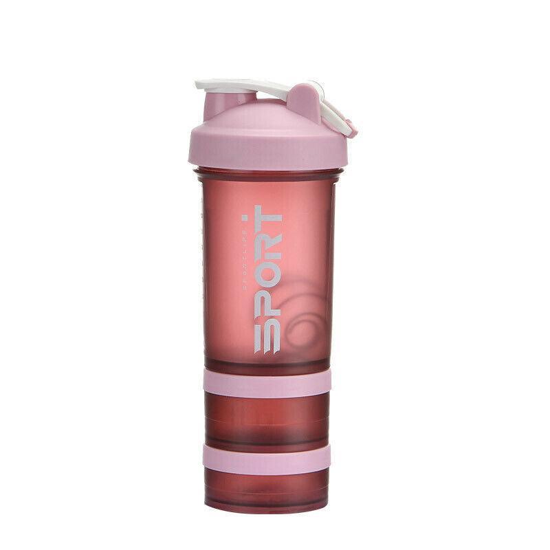 Powder Milkshake Drink Cup Sport Water Bottle 500Ml 3 Tier Protein Shaker Pill - Green