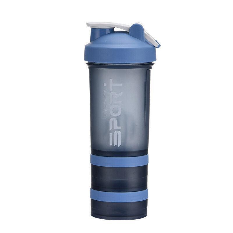 Powder Milkshake Drink Cup Sport Water Bottle 500Ml 3 Tier Protein Shaker Pill - Green