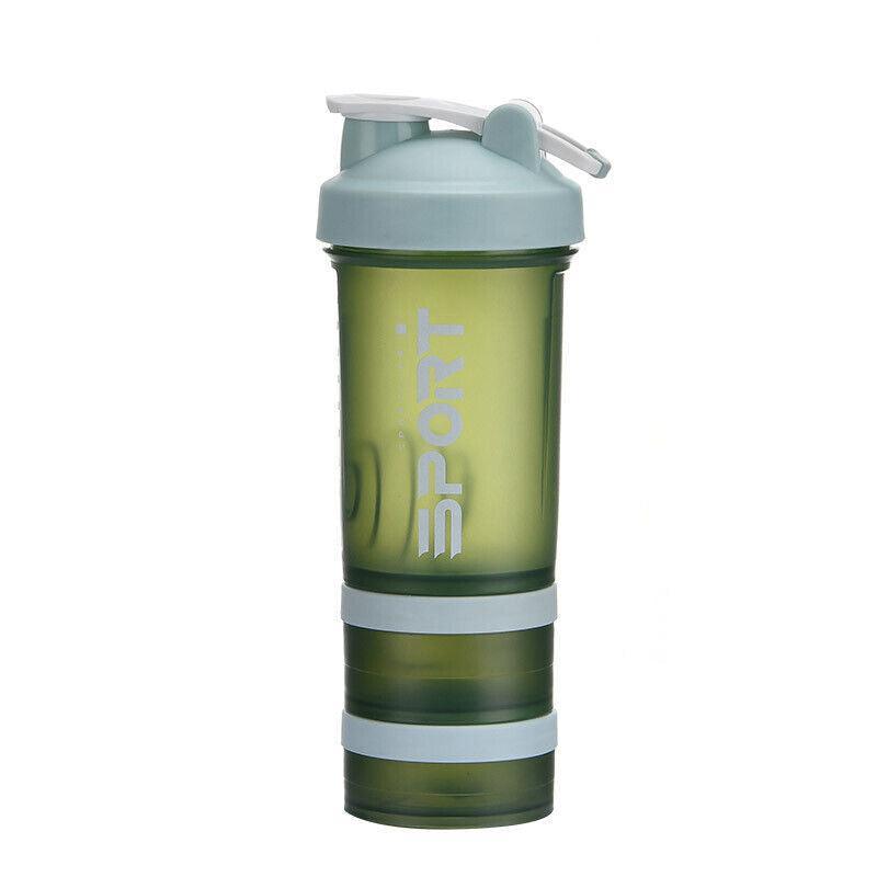 Powder Milkshake Drink Cup Sport Water Bottle 500Ml 3 Tier Protein Shaker Pill - Pink