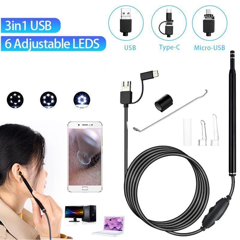 Led Ear Camera Cleaner Endoscope Otoscope Scope Pick Ear Wax Removal Scoop Tool