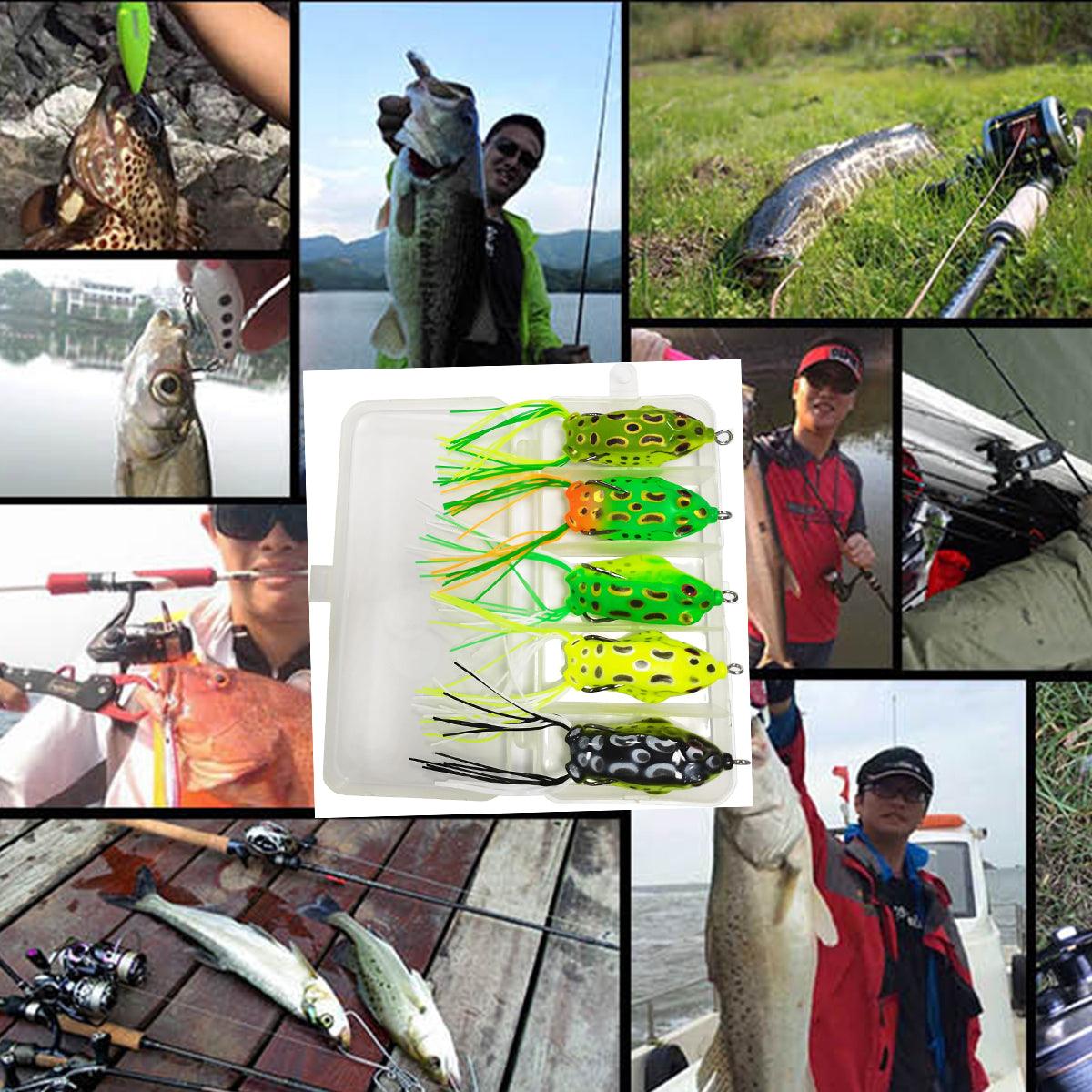 5pcs Soft Frog Lure Set Fishing Bait Frog Fake Lures for Bass Fishing Tackle