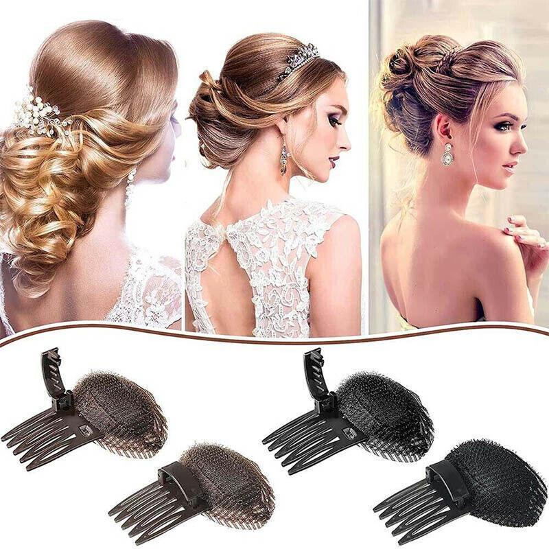 2Pcs Diy Invisible Hair Volume Increase Fluffy Puff Sponge Pad Clip Comb Girls
