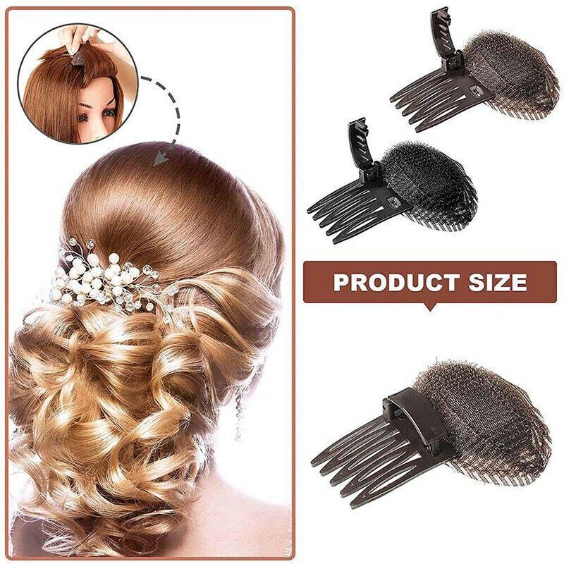 2Pcs Diy Invisible Hair Volume Increase Fluffy Puff Sponge Pad Clip Comb Girls
