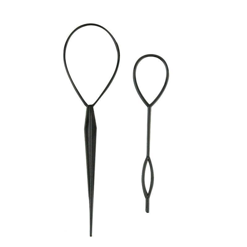 Hair Styling Tool 2Pcs Set Topsy Tail Ponytail Maker Braid Ladies Girl Clip Loop