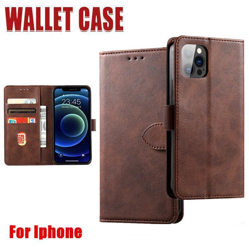 Brown Wallet Leather Flip Case Cover For iPhone 7 8 6 6S Plus X 11 12 13 Pro XS Max XR - iPhone 13 Mini