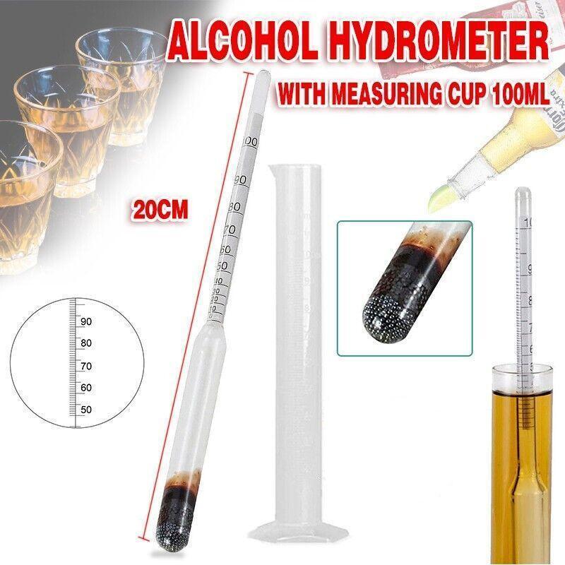 Alcohol Meter Hydrometer 0-100 Percent with 100ml Measuring Cup for Distilling