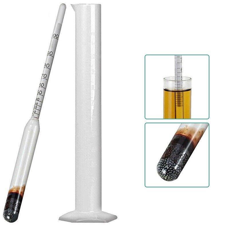 Alcohol Meter Hydrometer 0-100 Percent with 100ml Measuring Cup for Distilling