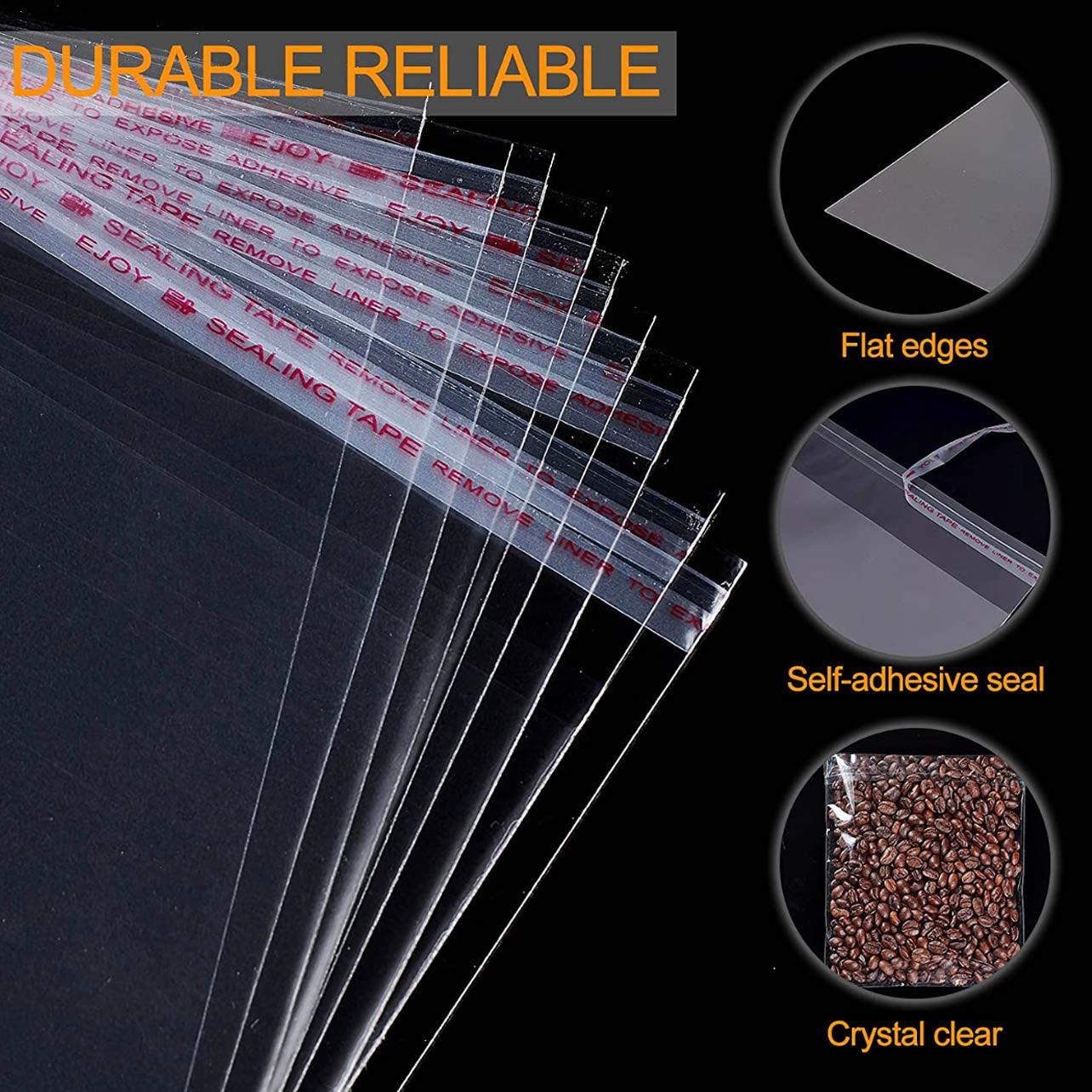 100Pcs Self-Adhesive Clear Opp Cellophane Bags with Air Hole - 7*9+3cm