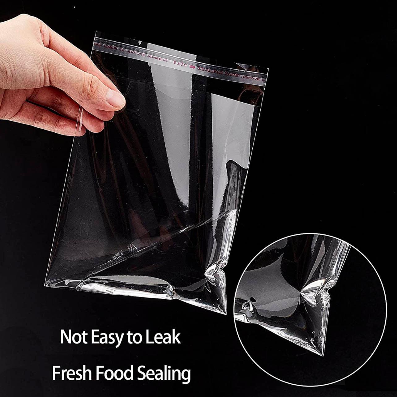 100Pcs Self-Adhesive Clear Opp Cellophane Bags with Air Hole - 7*9+3cm