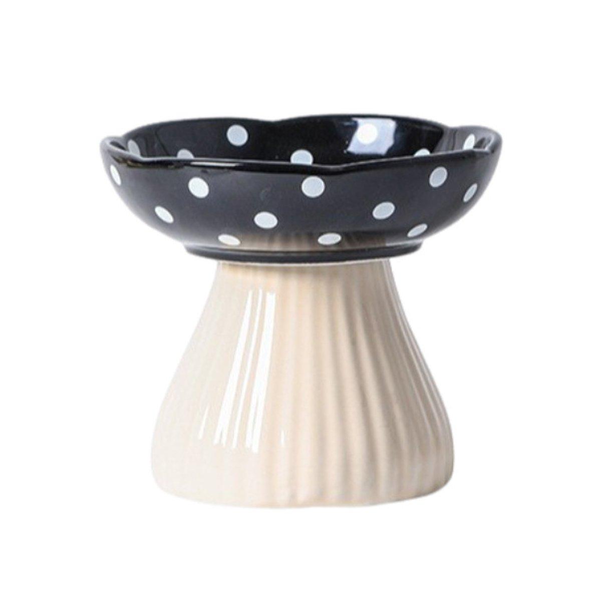 Pet Elevated Mushroom Bowl Ceramic Cat Dog Bowl Dish Food Feeder Raised Cat Bowl - Yellow