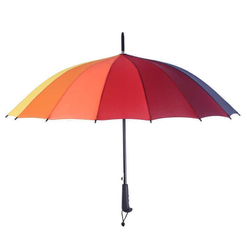 16 Ribs Large Rainbow Umbrella Fashion Straight Long Handle Anti Uv Sun Rain Au