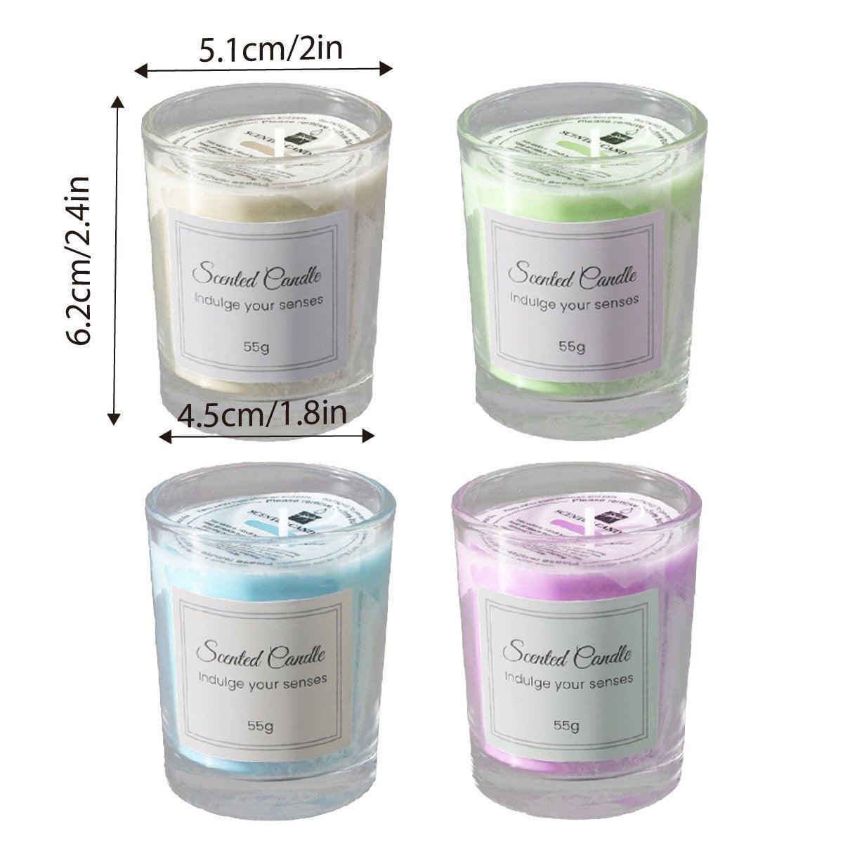 4Pcs Aroma Candles Smokeless Glass Scented Candles Gift Set for Relaxation